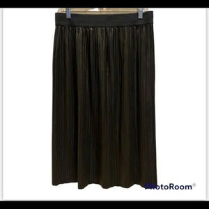 Saints 21 Womens Blk Pleated Faux Leather Elastic Waist Pullon Skirt